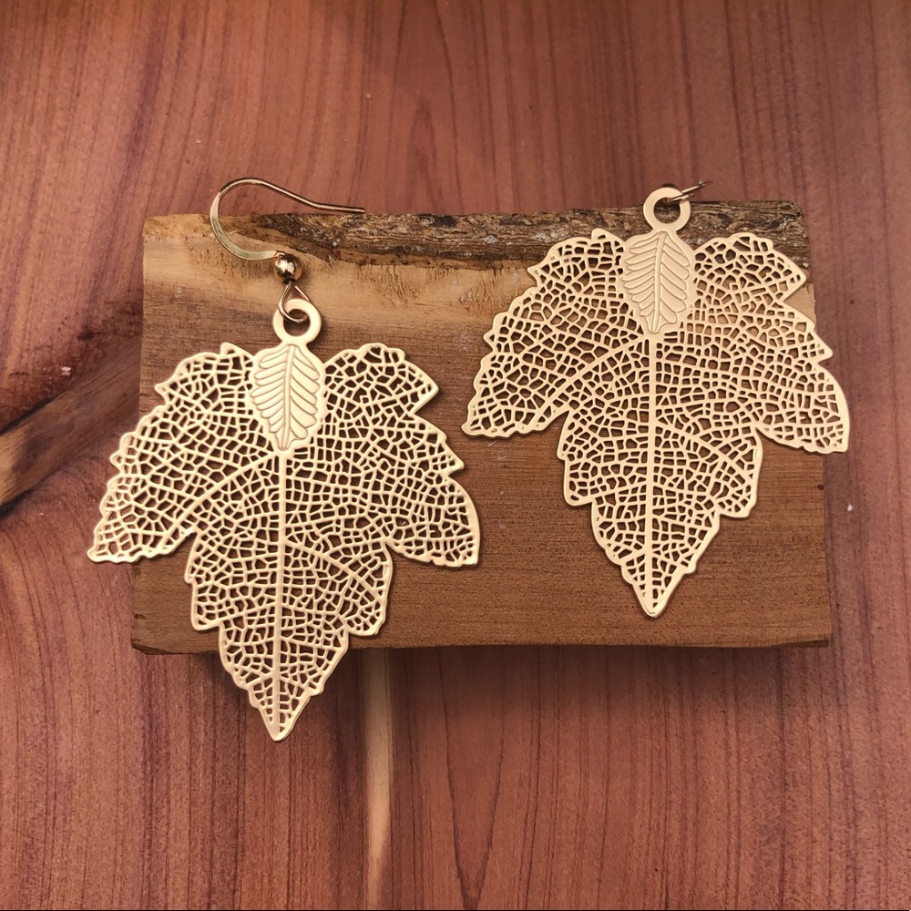FREE when bundled! Gold Leaf Drop Earrings! - Picture 2 of 6